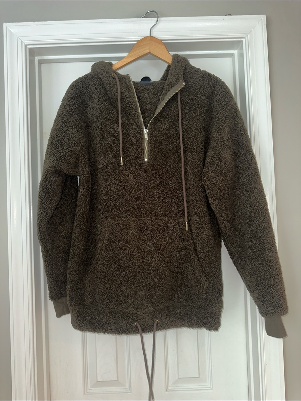 704 shop Sherpa fleece 1/4 zip pullover hoodie